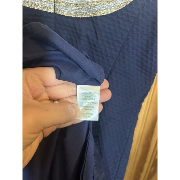 LILLY PULITZER VALLI SHIFT DRESS in True Navy Gold Silver Size 0 Metallic Preppy - Picture 10 of 11